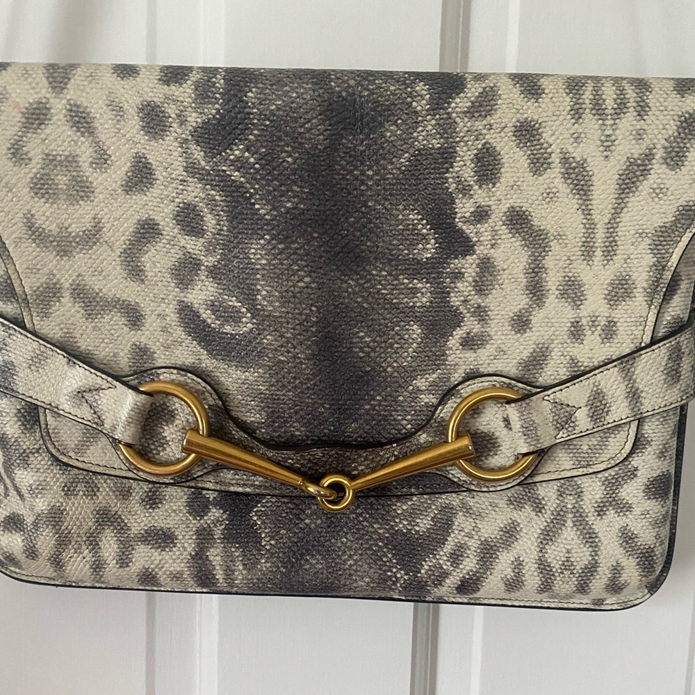 Gucci Neutral Bright Bit Python Embossed Leather … - image 3